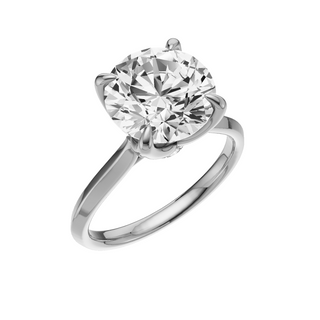 Light Gray Knife Edge 18kt Engagement Ring, with a 3ct Round Lab Grown Diamond Solitaire, in a Tulip Setting