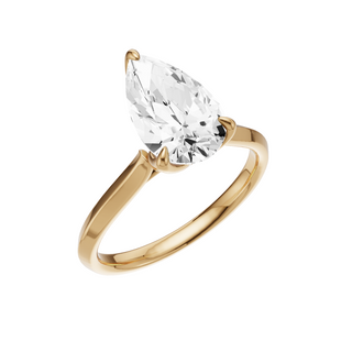 White Smoke Knife Edge 18kt Engagement Ring, with a 2ct Pear Lab Grown Diamond Solitaire, in a Tulip Setting