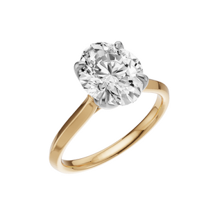 White Smoke Knife Edge 18kt Engagement Ring, with a 2ct Oval Lab Grown Diamond Solitaire, in a Tulip Setting