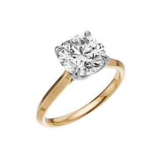 Light Gray Knife Edge 18kt Engagement Ring, with a 2ct Round Lab Grown Diamond Solitaire, in a Tulip Setting