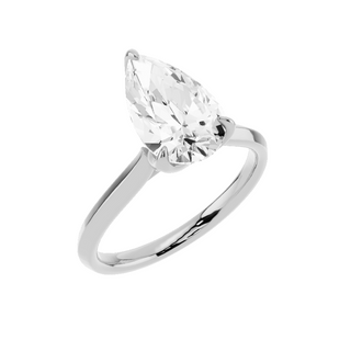 White Smoke Knife Edge 14kt Engagement Ring, with a 2.05ct Pear Lab Grown Diamond Solitaire, in a Tulip Setting