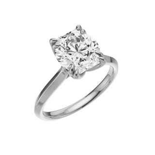 White Smoke Knife Edge 14kt Engagement Ring, with a 2.05ct Emerald Lab Grown Diamond Solitaire, in a Tulip Setting