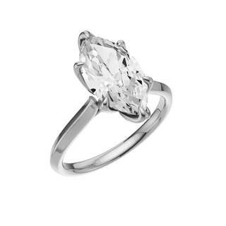 White Smoke Knife Edge 14kt Engagement Ring, with a 2.05ct Marquise Lab Grown Diamond Solitaire, in a Tulip Setting