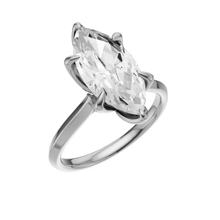 White Smoke Knife Edge 14kt Engagement Ring, with a 3.08ct Marquise Lab Grown Diamond Solitaire, in a Tulip Setting