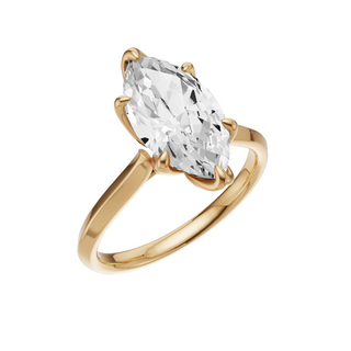 Light Gray Knife Edge 14kt Engagement Ring, with a 2ct Marquise Lab Grown Diamond Solitaire, in a Tulip Setting