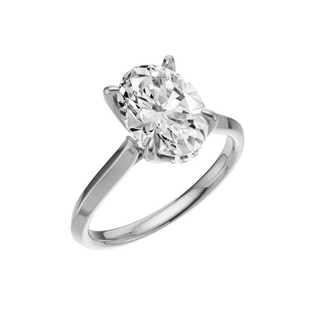 White Smoke Knife Edge PL Engagement Ring, with a 2.11ct Oval Lab Grown Diamond Solitaire, in a Tulip Hidden Halo Setting
