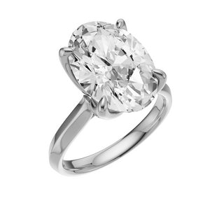Light Gray Knife Edge 18kt Engagement Ring, with a 5ct Oval Lab Grown Diamond Solitaire, in a Tulip Setting
