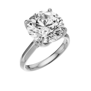 Light Gray Knife Edge 18kt Engagement Ring, with a 5ct Round Lab Grown Diamond Solitaire, in a Tulip Setting