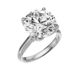White Smoke Knife Edge 14kt Engagement Ring, with a 5.10ct Round Lab Grown Diamond Solitaire, in a Tulip Setting