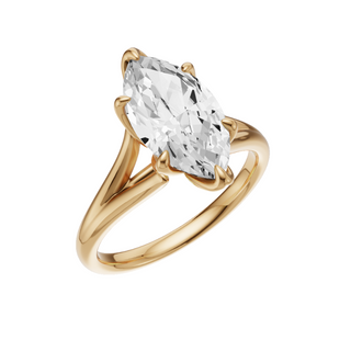 White Smoke Split Detail - Plain 18kt Engagement Ring, with a 2ct Marquise Lab Grown Diamond Solitaire, in a Tulip Setting