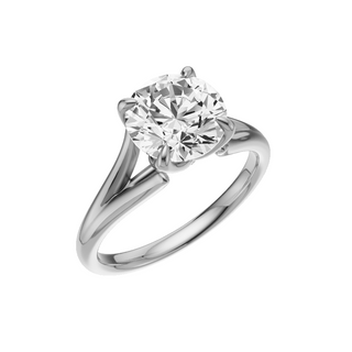 White Smoke Split Detail - Plain 14kt Engagement Ring, with a 2.05ct Round Lab Grown Diamond Solitaire, in a Tulip Setting