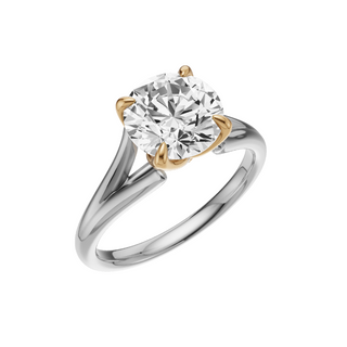 White Smoke Split Detail - Plain 14kt Engagement Ring, with a 2.05ct Round Lab Grown Diamond Solitaire, in a Tulip Setting