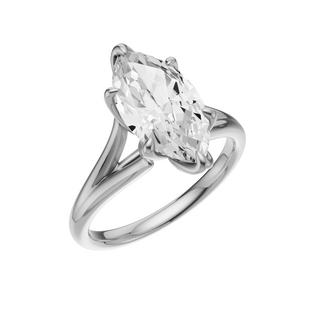 White Smoke Split Detail - Plain PL Engagement Ring, with a 2ct Marquise Lab Grown Diamond Solitaire, in a Tulip Setting