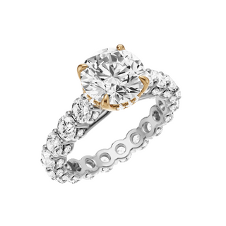 Light Gray Round Halo Detail 18kt Engagement Ring, with a 2ct Round Lab Grown Diamond Solitaire, in a Tulip Hidden Halo Setting