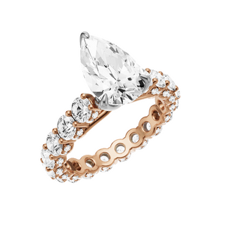 Light Gray Round Halo Detail 14kt Engagement Ring, with a 2ct Pear Lab Grown Diamond Solitaire, in a Tulip Setting