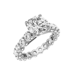 White Smoke Round Halo Detail 14kt Engagement Ring, with a 2ct Round Lab Grown Diamond Solitaire, in a Tulip Setting