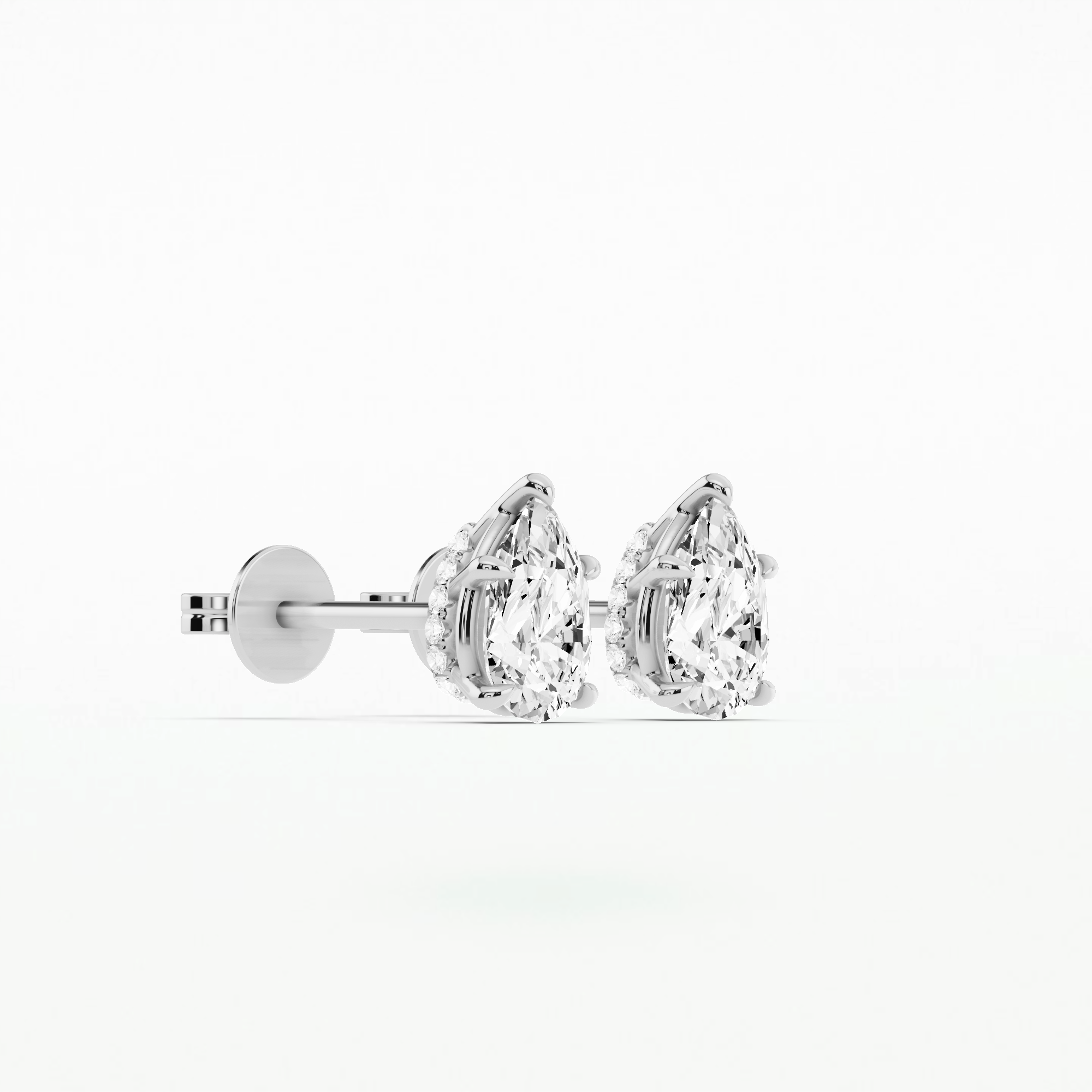 Hidden Halo Solitaire Studs - Pear