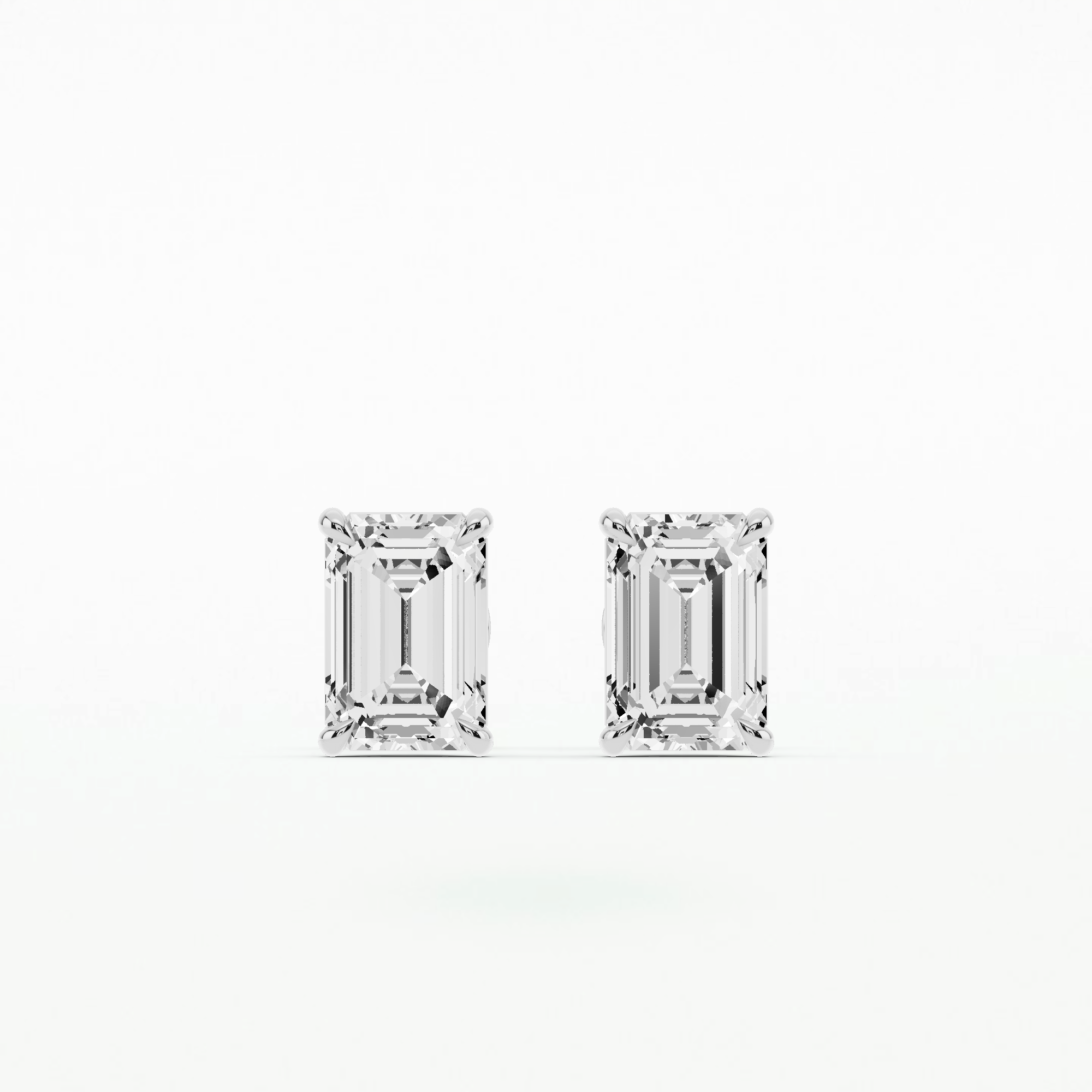 Hidden Halo Solitaire Studs - Emerald Cut