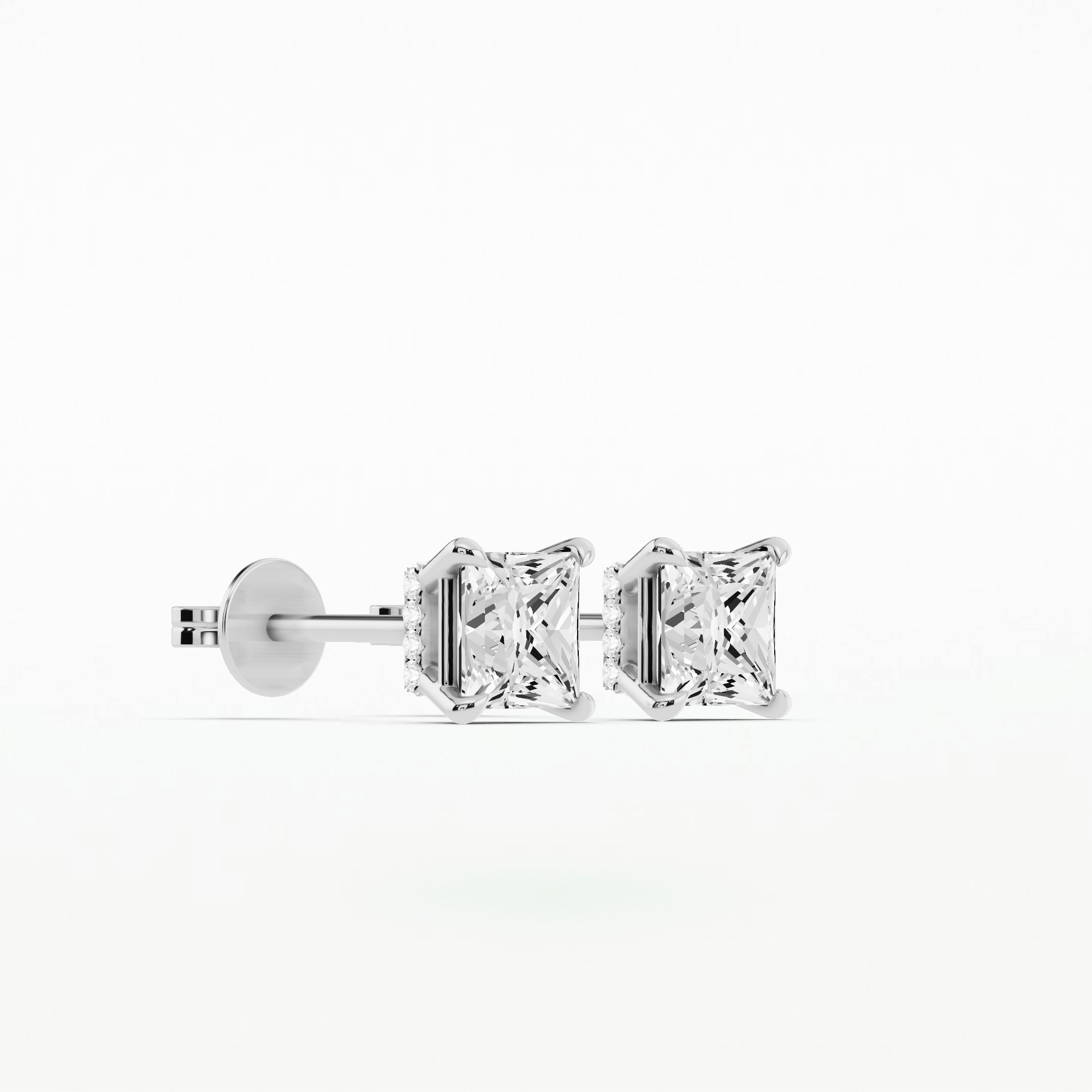 Hidden Halo Solitaire Studs - Princess