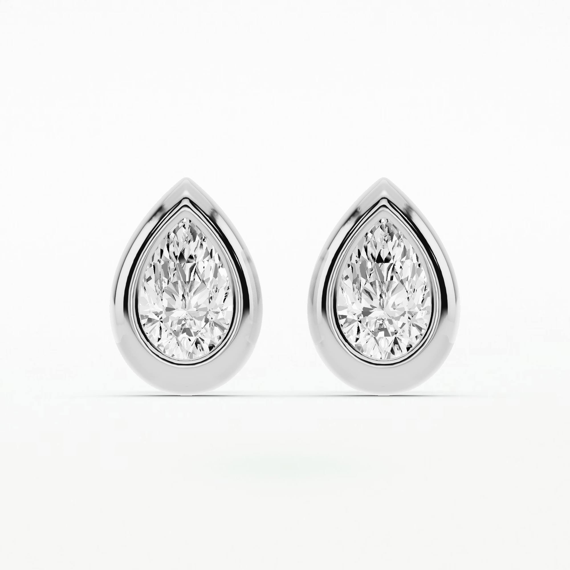Bezel-Set Solitaire Studs-Pear
