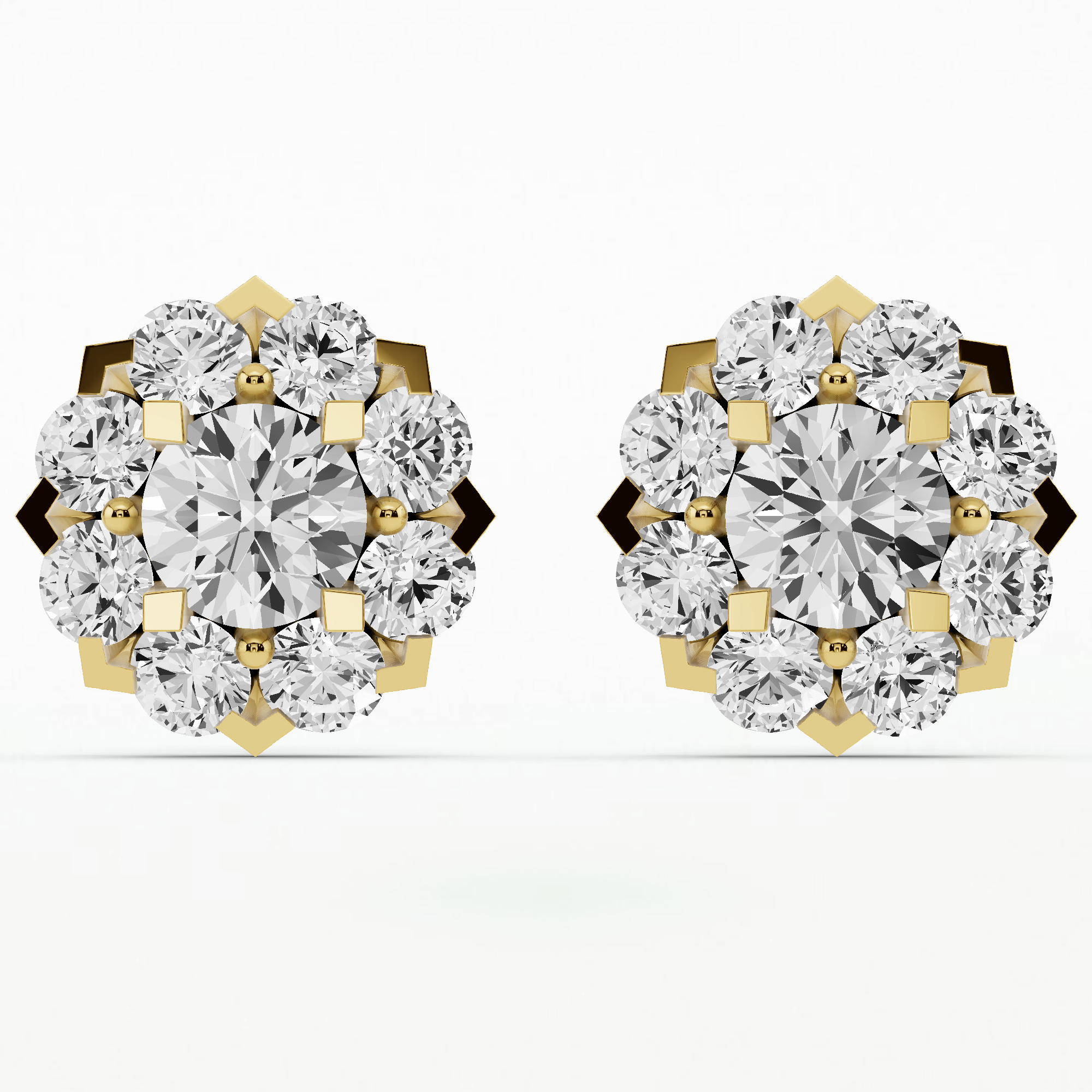 Iris Solitaire Diamond Studs-Round