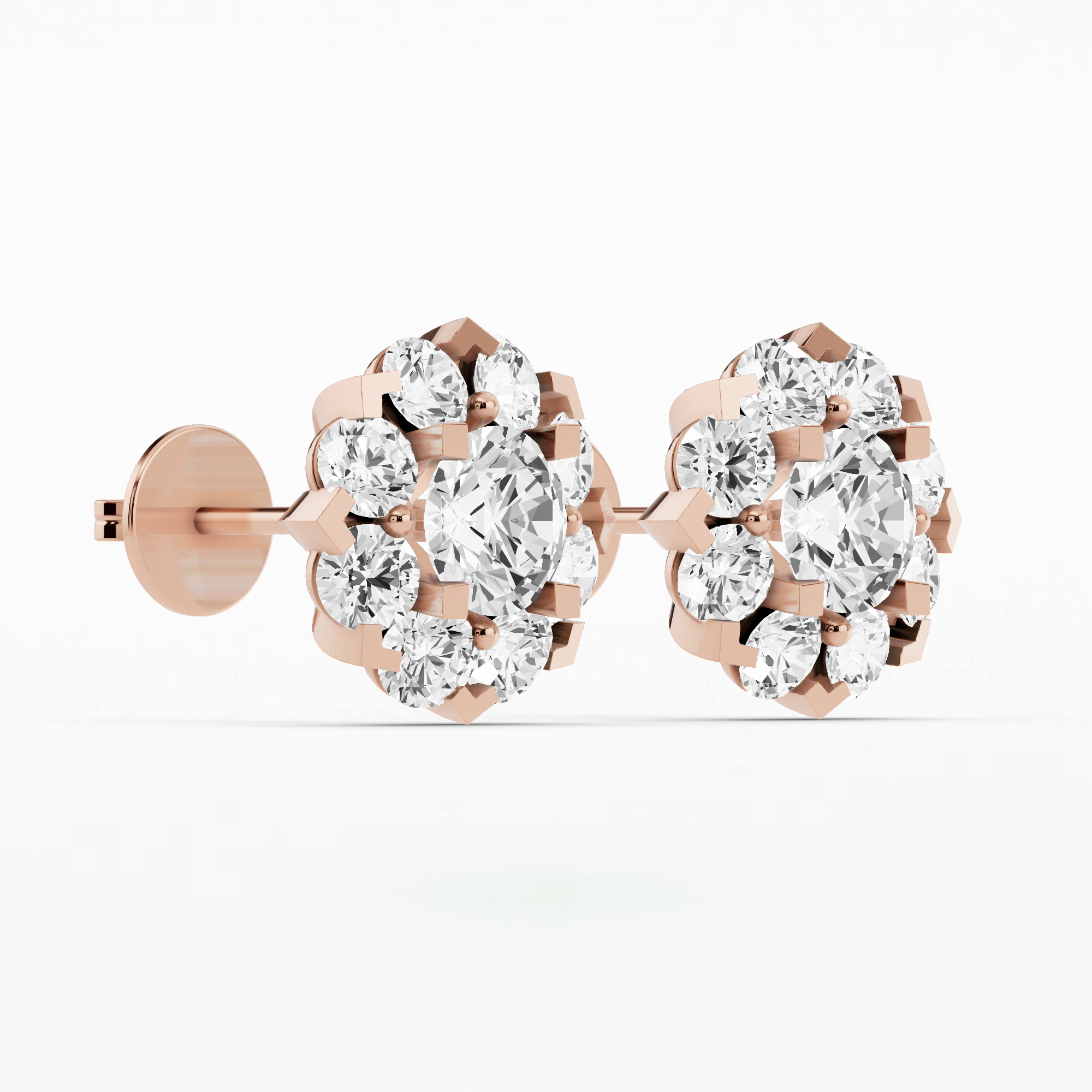 Iris Solitaire Diamond Studs-Round