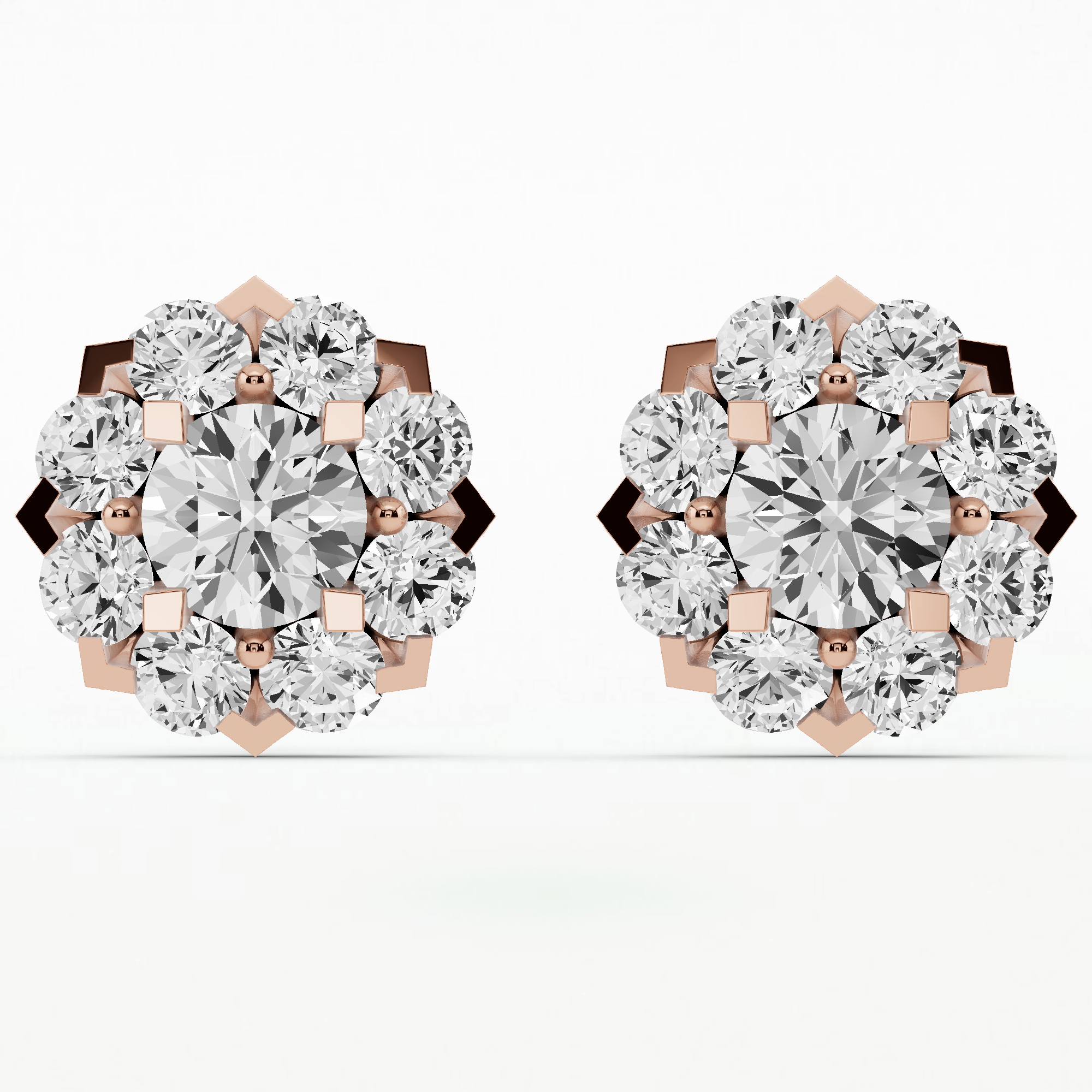 Iris Solitaire Diamond Studs-Round