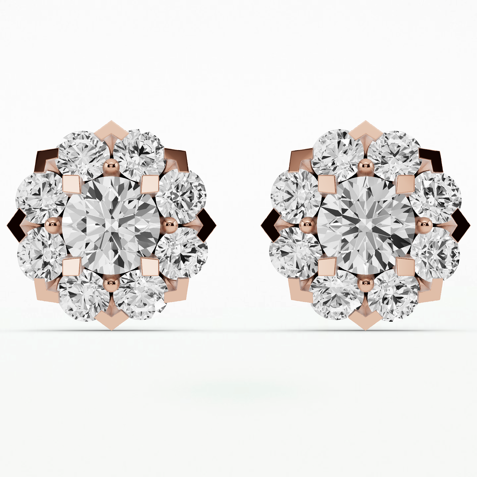 Iris Solitaire Diamond Studs-Round