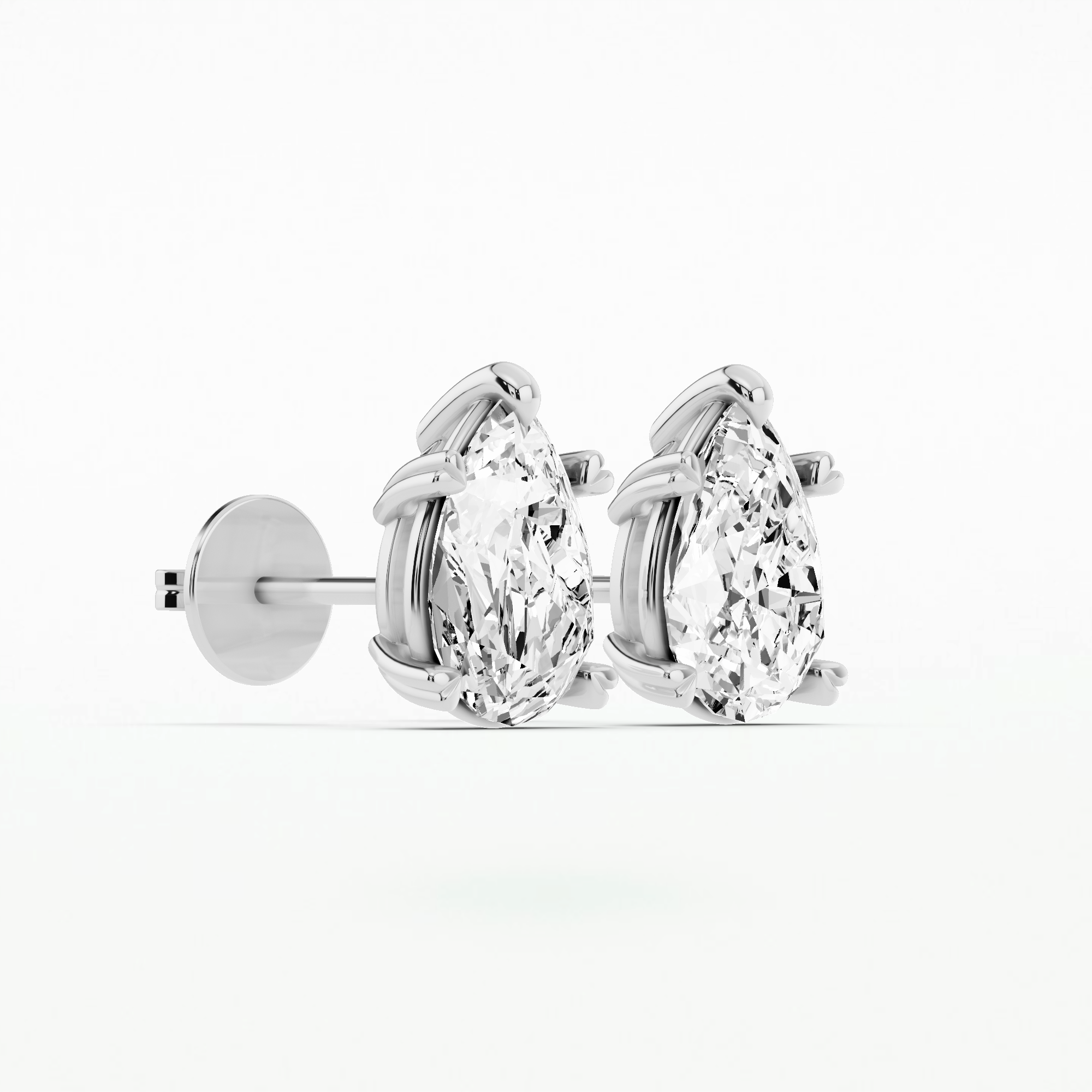 Orion Heart-Prong Diamond Stud Earrings-Pear