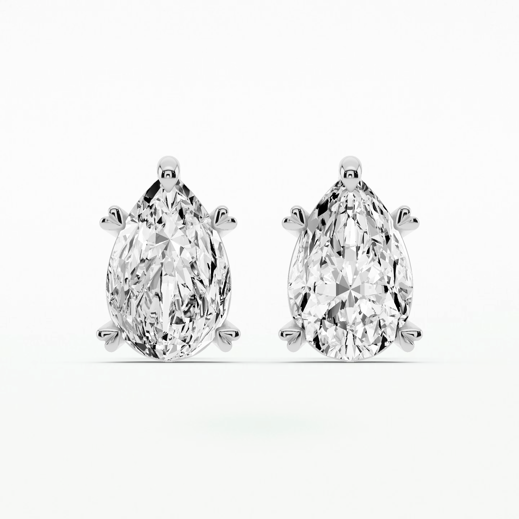 Orion Heart-Prong Diamond Stud Earrings-Pear