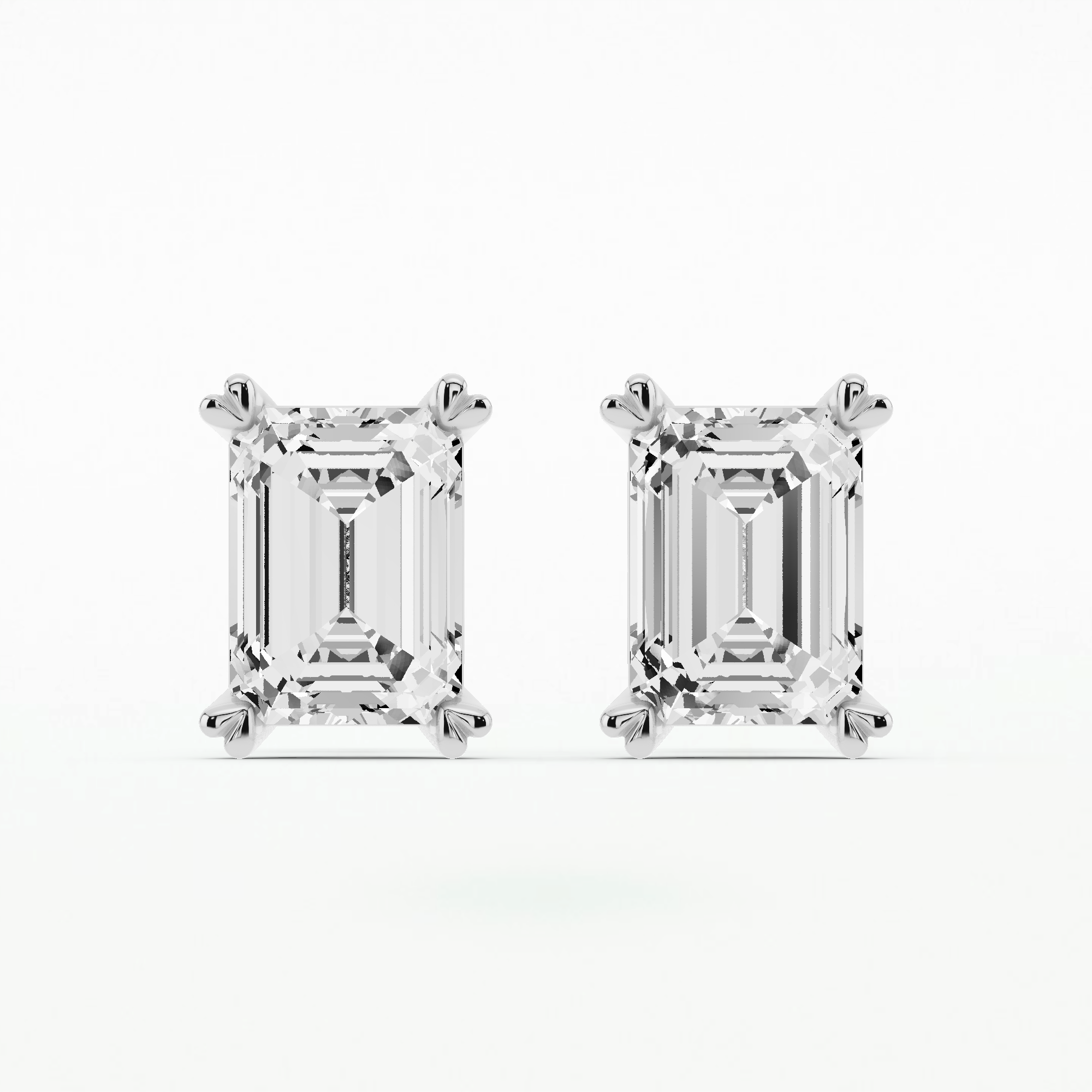 Orion Heart-Prong Diamond Stud Earrings-Emerald Cut