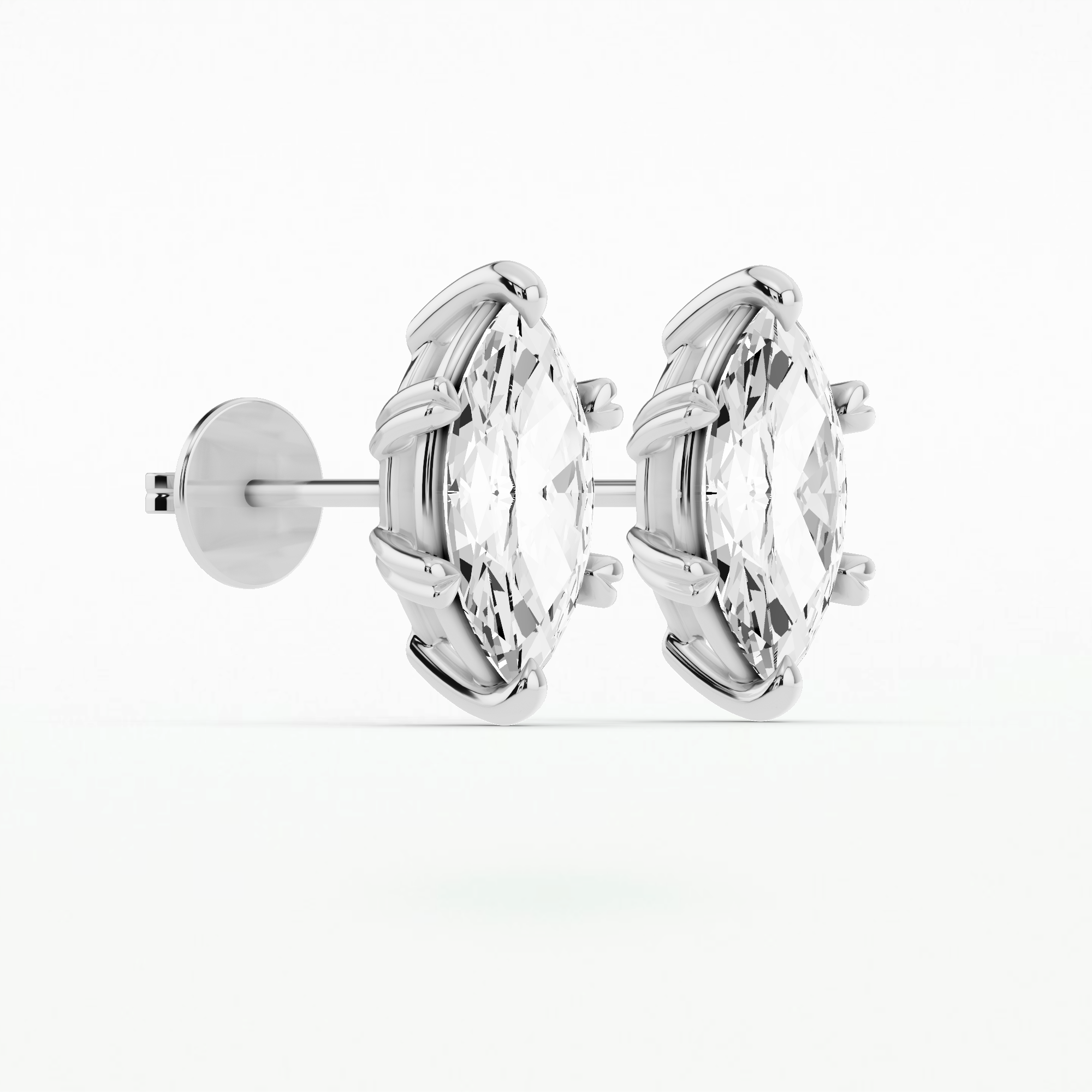 Orion Heart-Prong Diamond Stud Earrings-Marquise