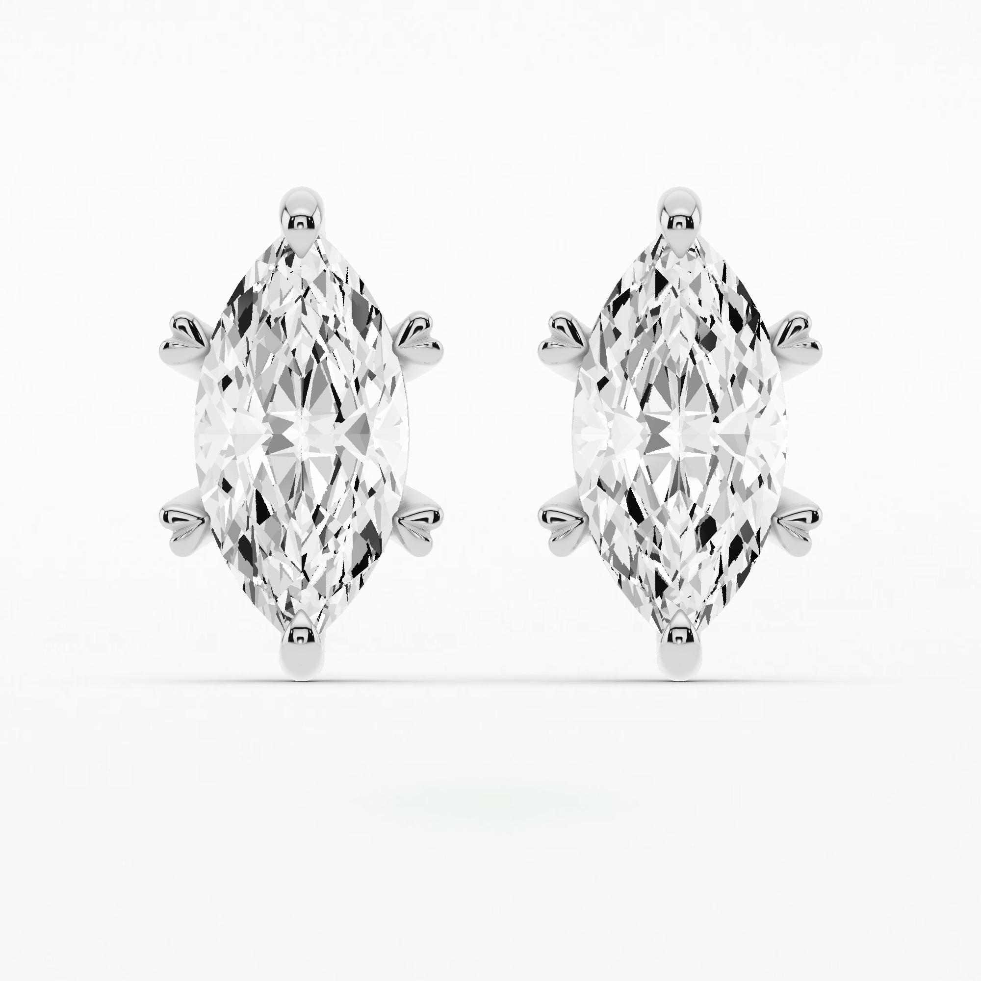 Orion Heart-Prong Diamond Stud Earrings-Marquise