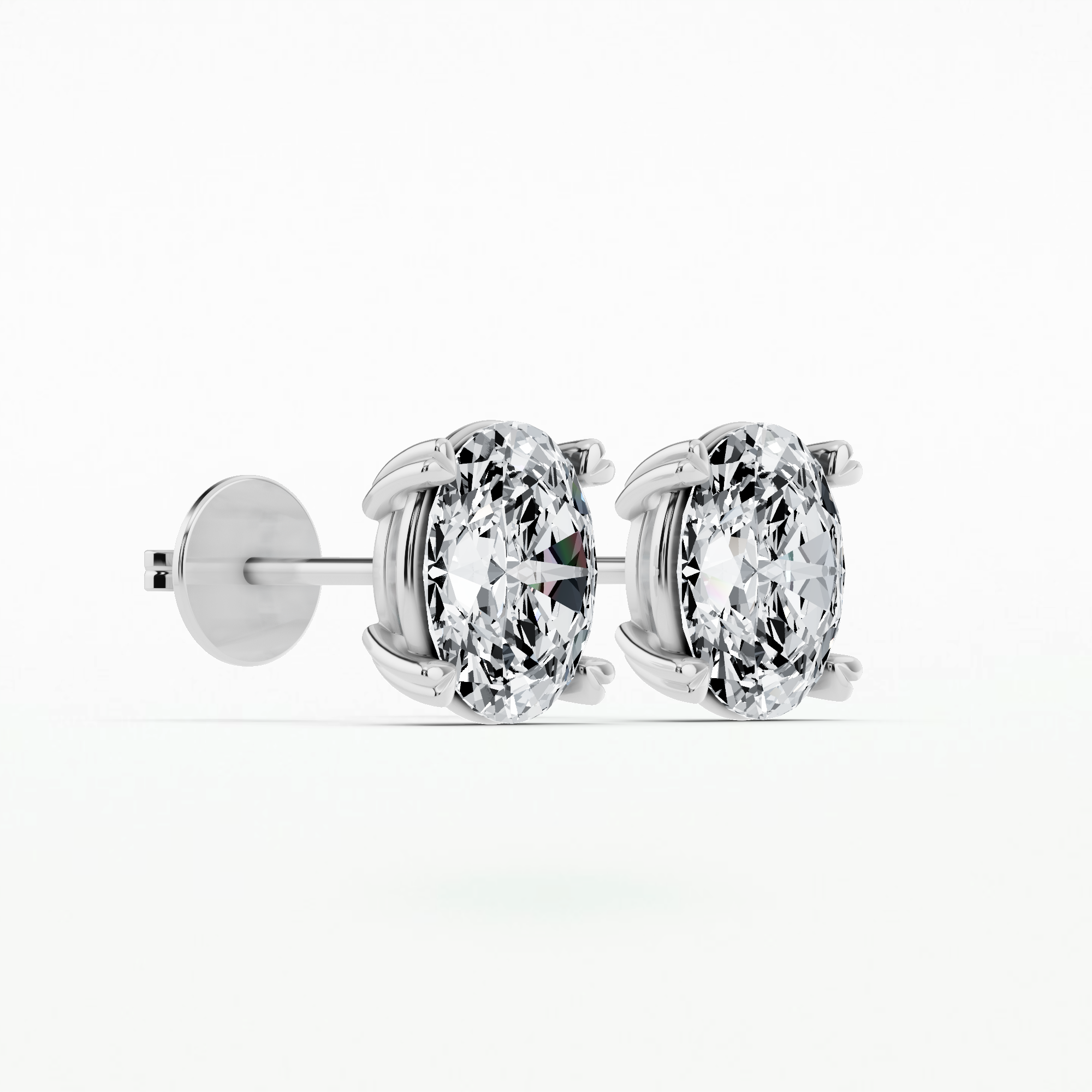 Orion Heart-Prong Diamond Stud Earrings-Oval