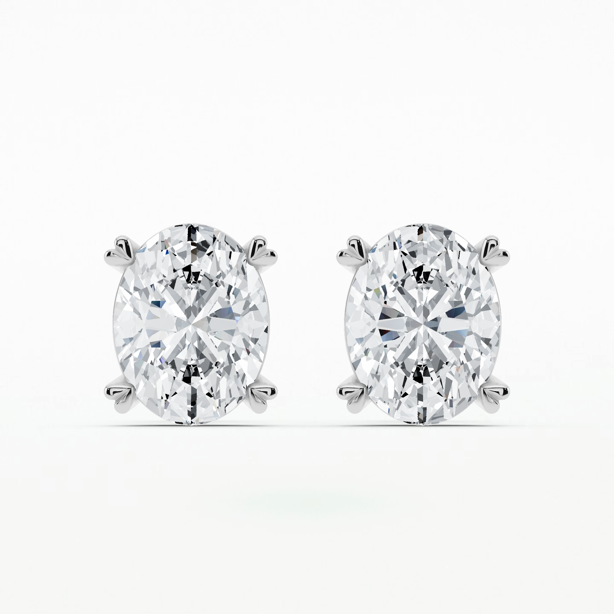 Orion Heart-Prong Diamond Stud Earrings-Oval