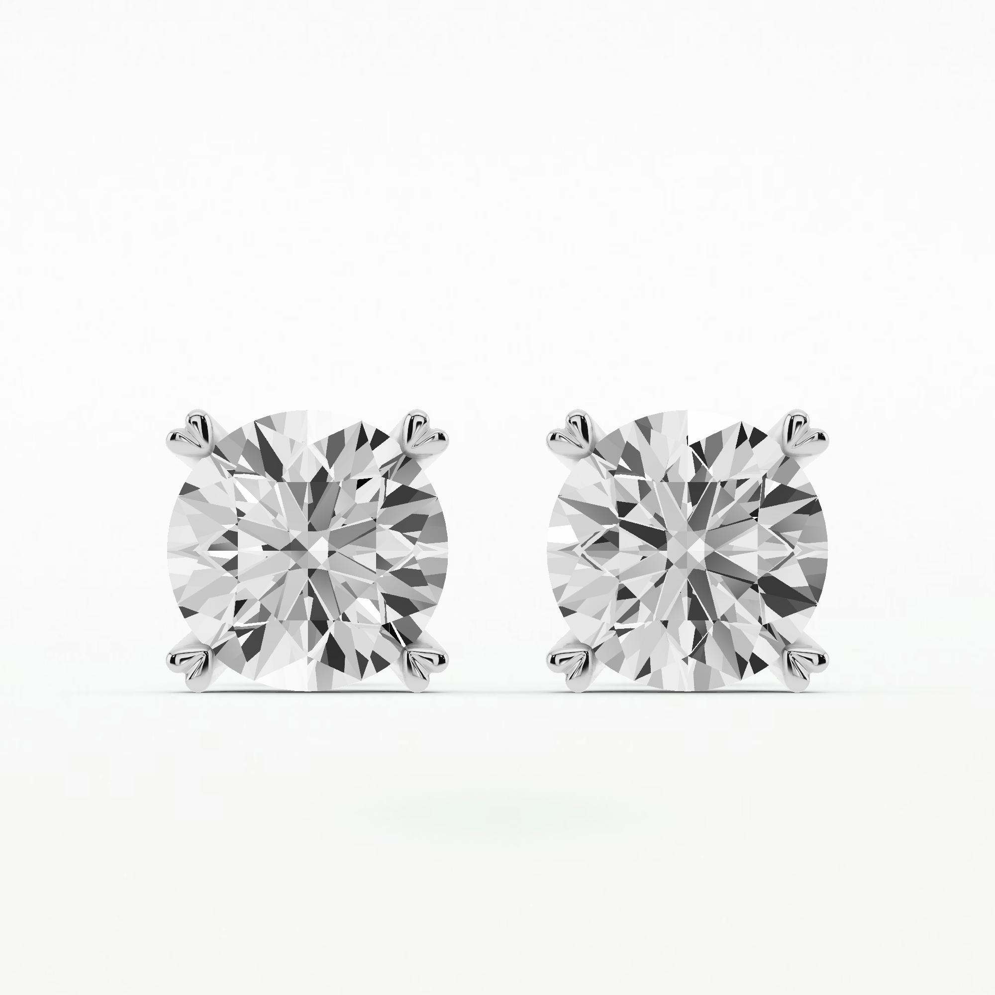 Orion Heart-Prong Diamond Stud Earrings-Round