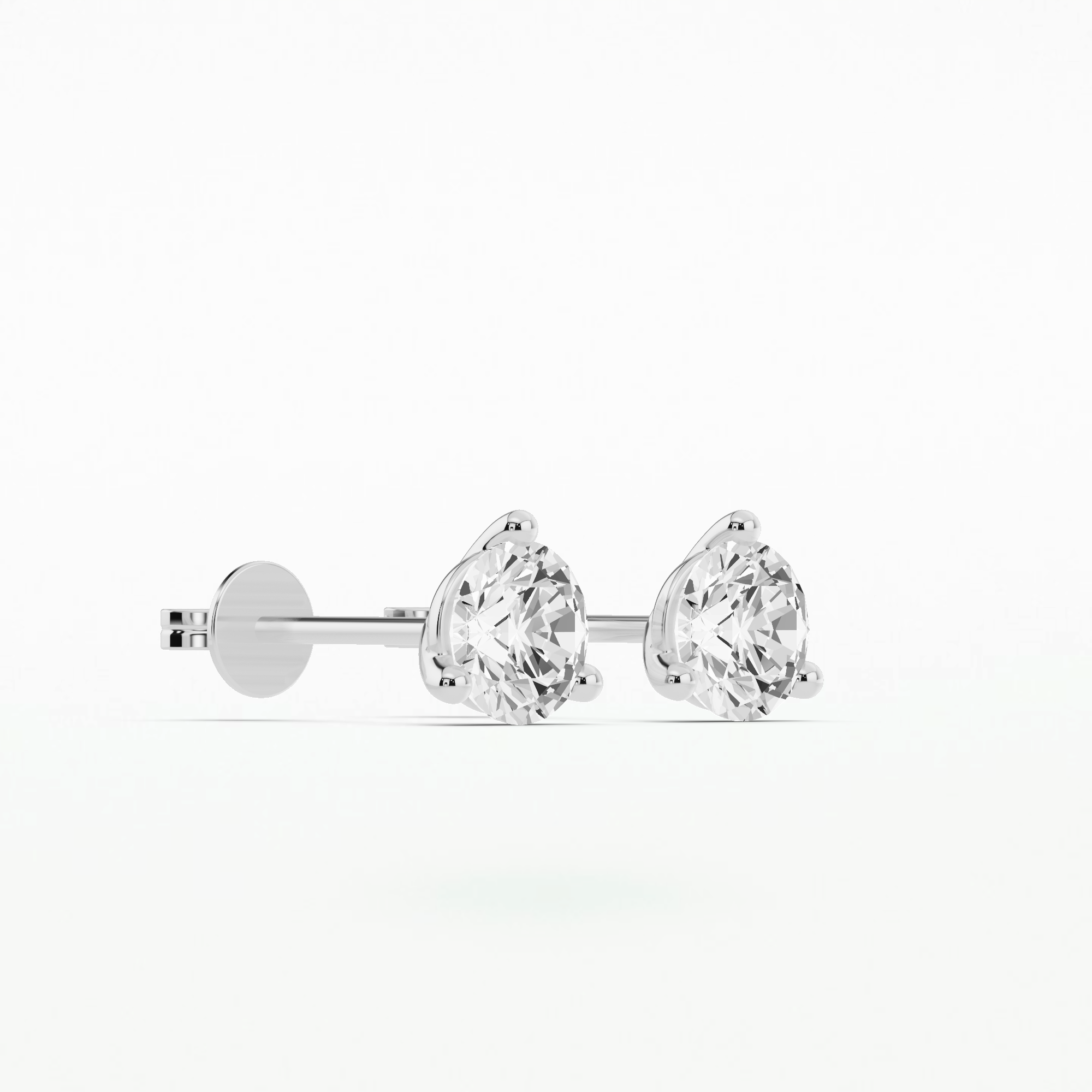 3 Prong Solitaire Stud Earrings - Round