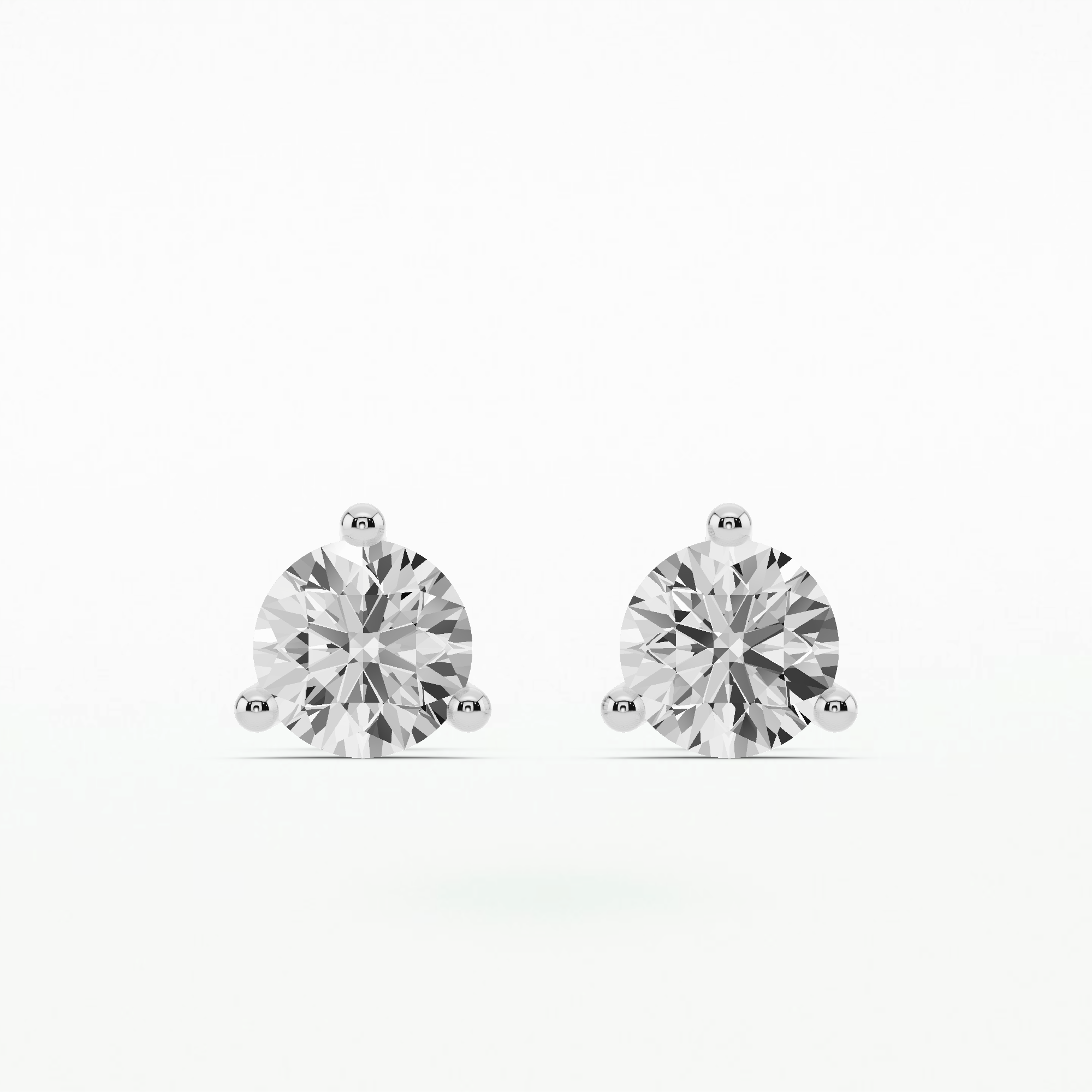 3 Prong Solitaire Stud Earrings - Round