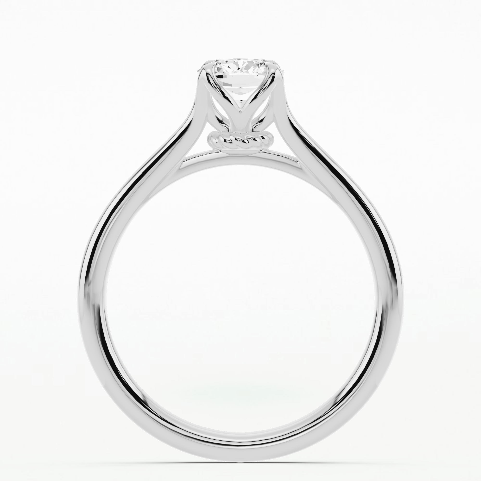 Split Shank Petal-Set Solitaire Diamond Ring-Cushion