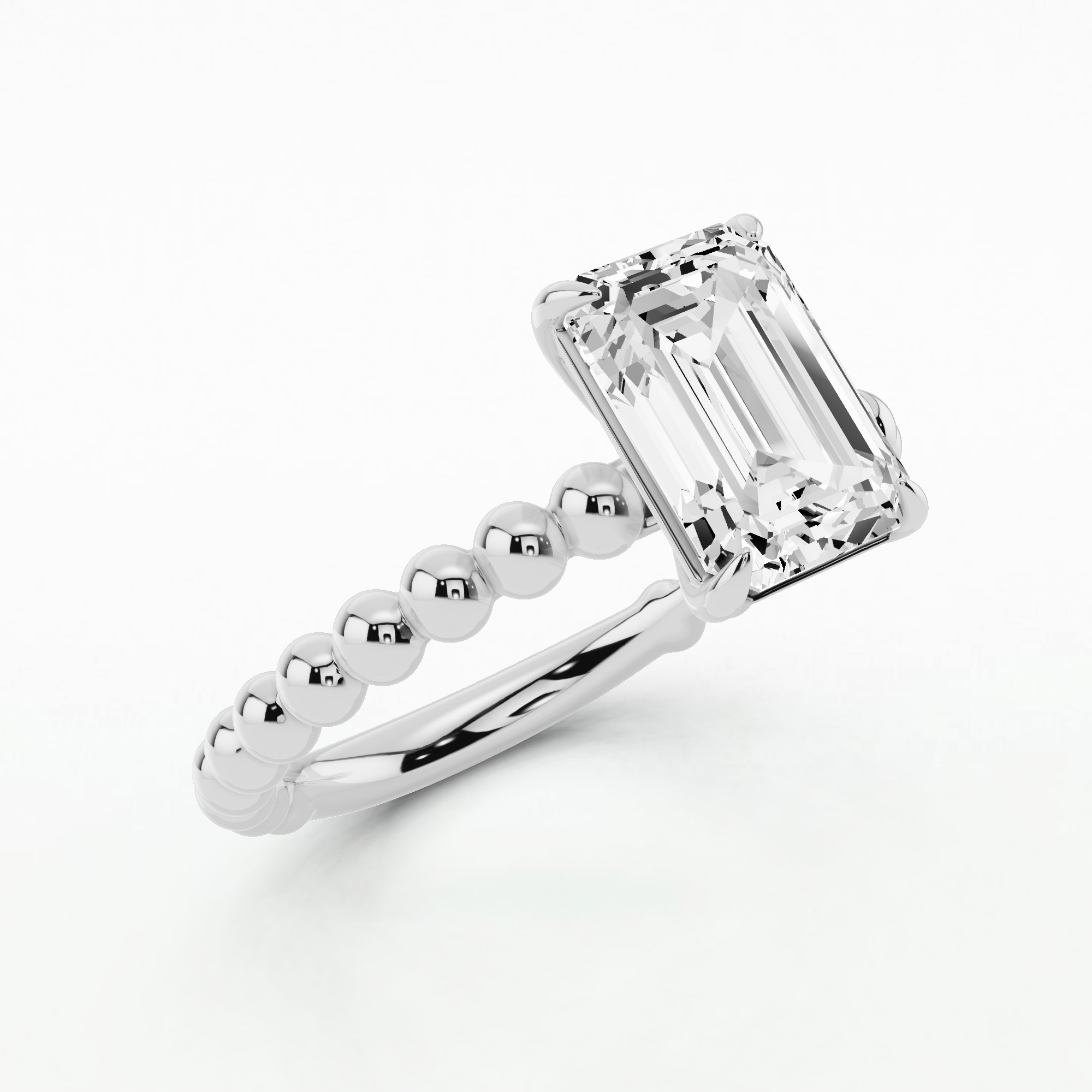 Bubble Solitaire Ring-Emerald Cut