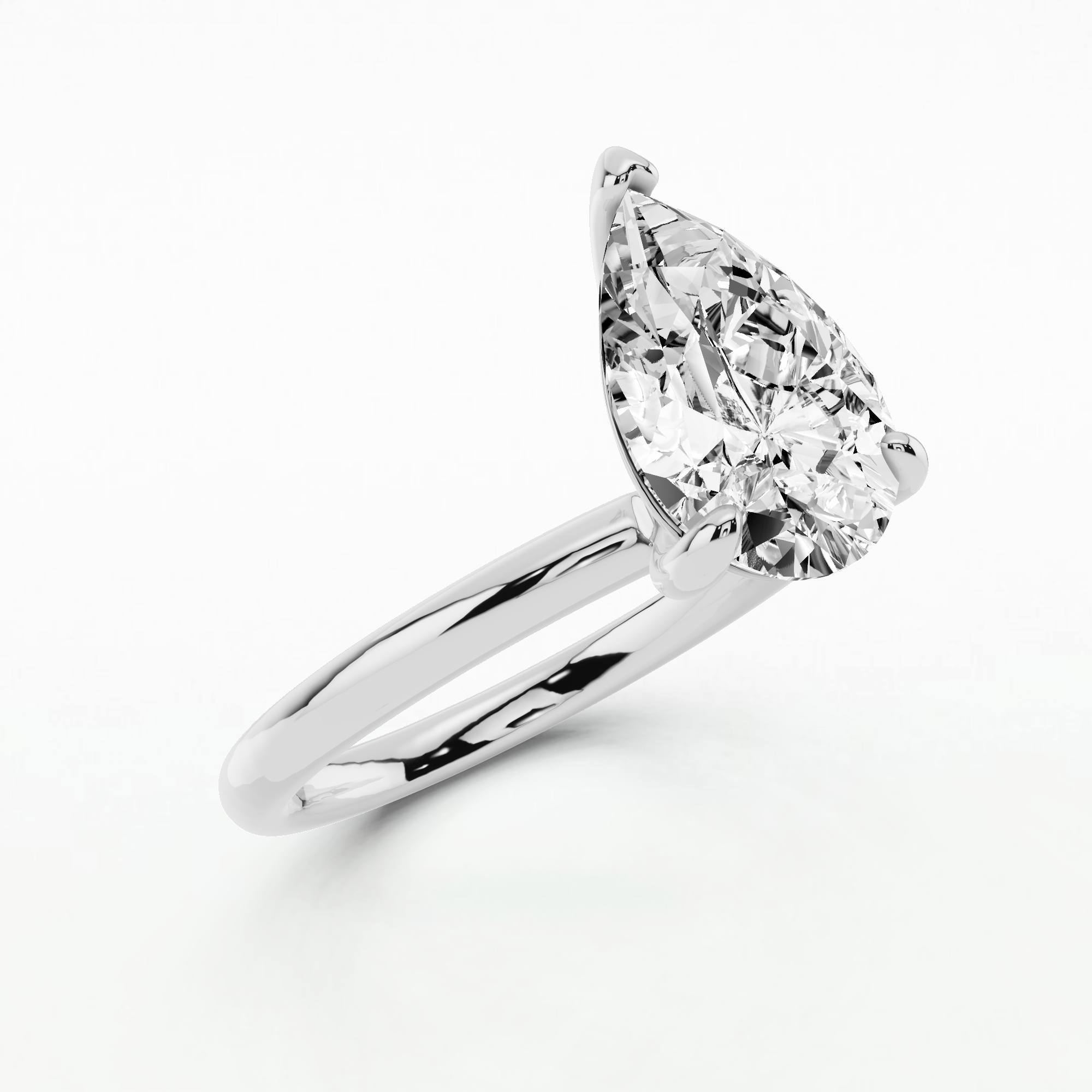 Plain Shank Solitaire Ring - Pear