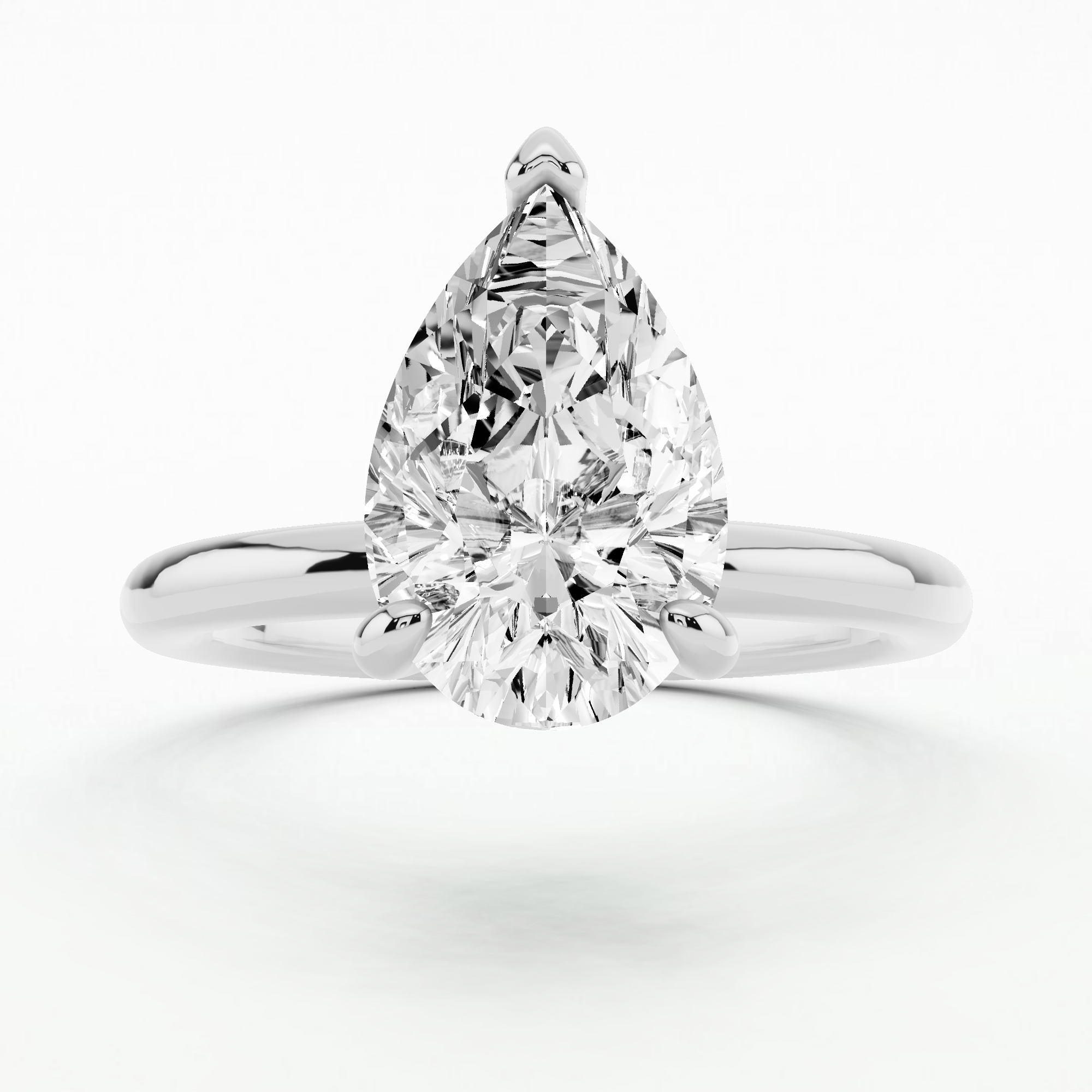 Plain Shank Solitaire Ring - Pear