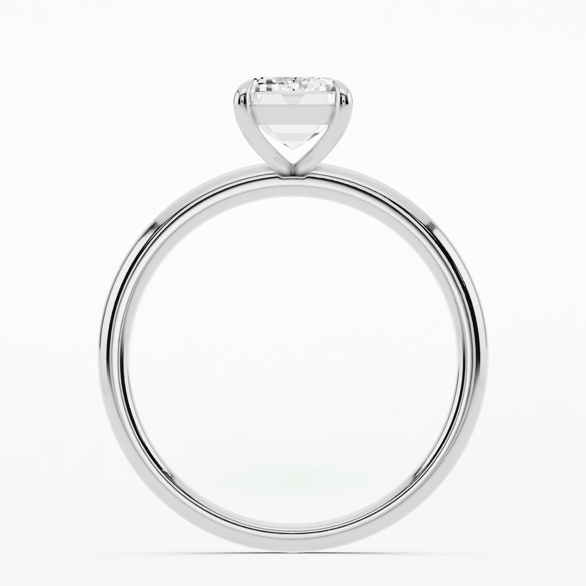 Plain Shank Solitaire Ring - Emerald Cut