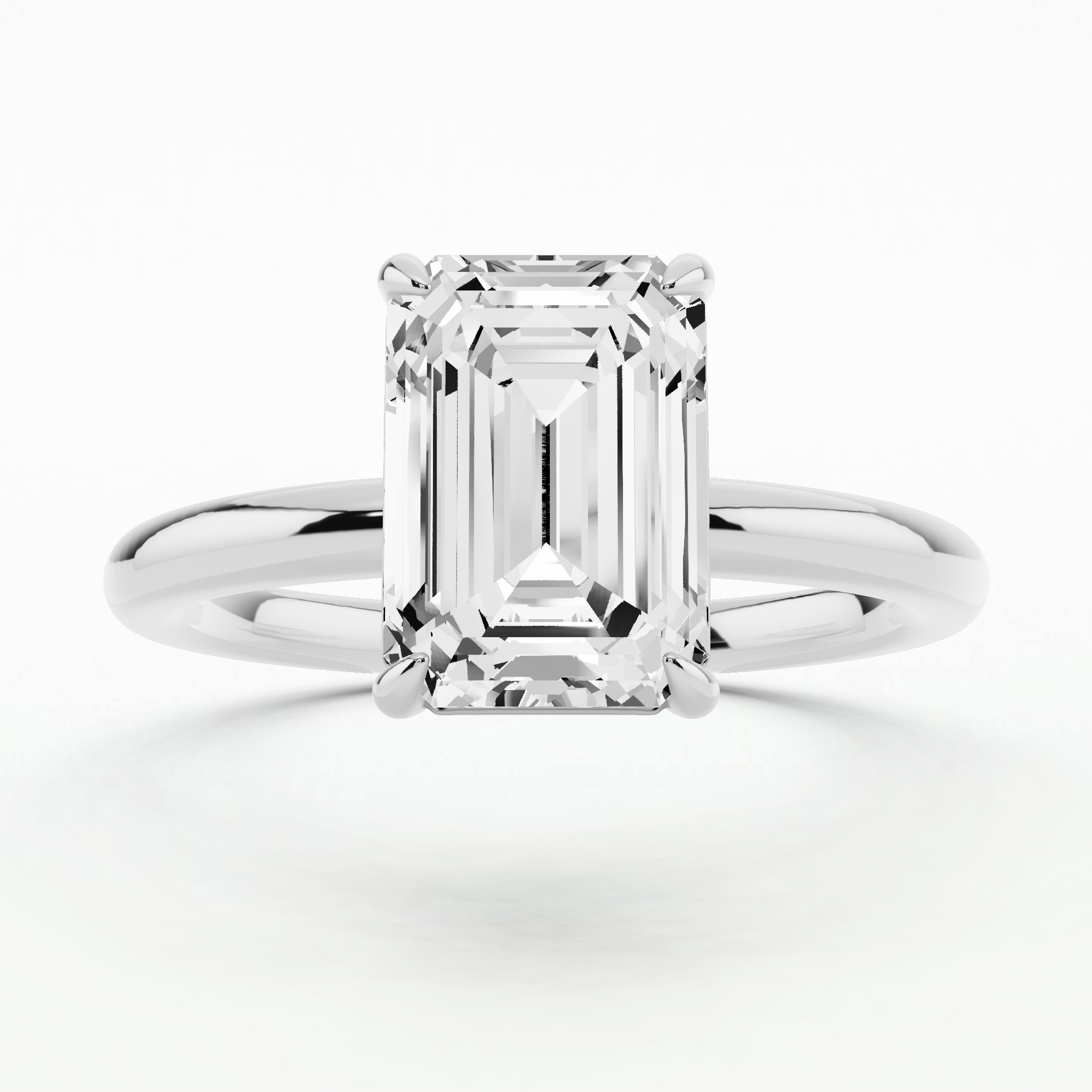 Plain Shank Solitaire Ring - Emerald Cut