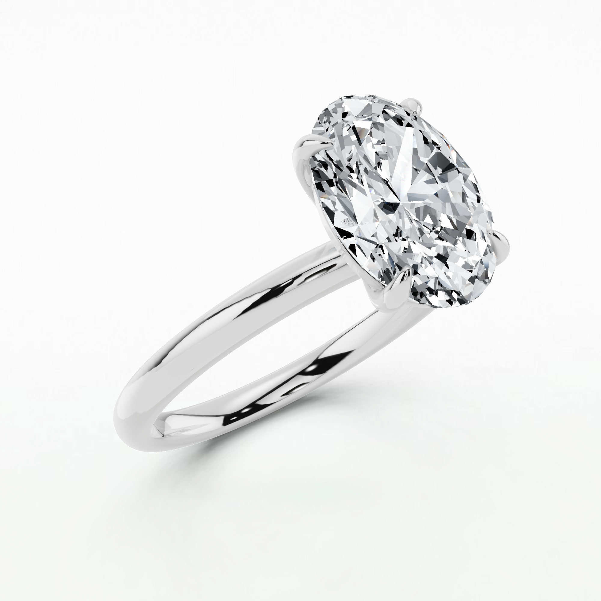 Plain Shank Solitaire Ring - Oval