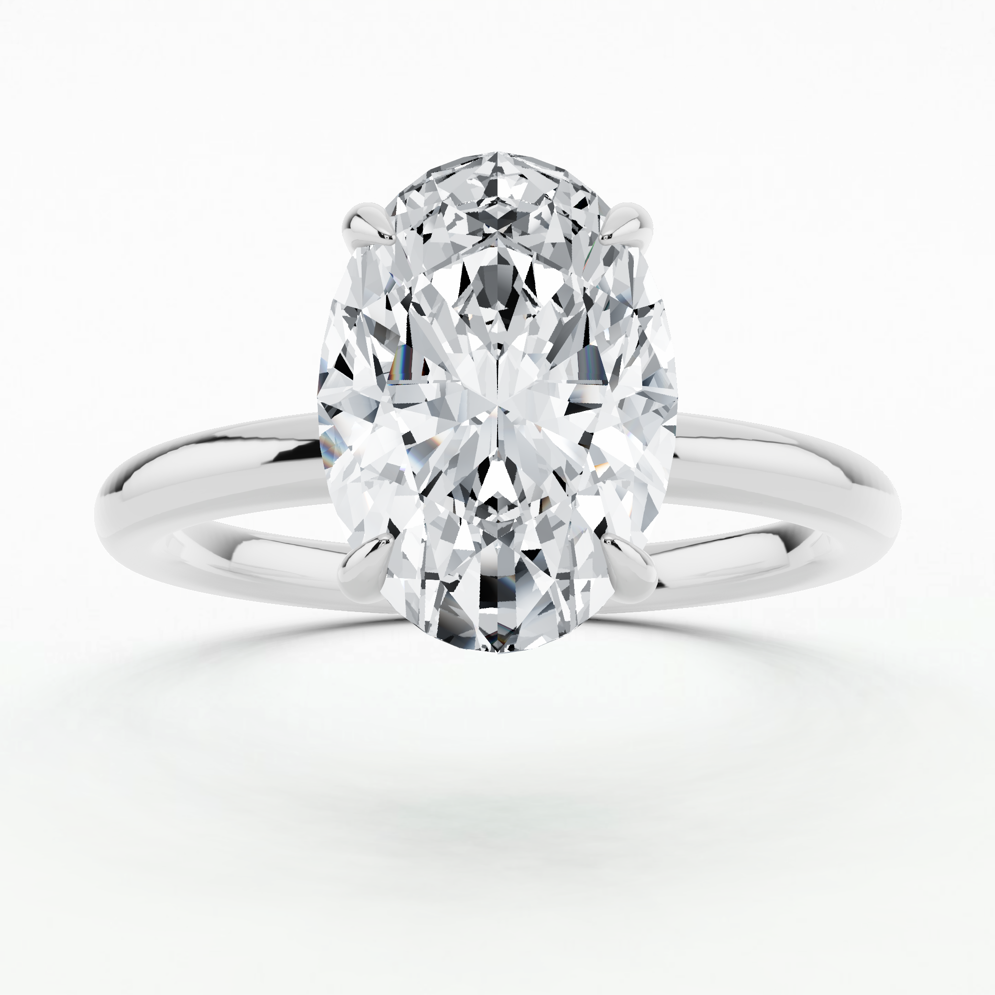 Plain Shank Solitaire Ring - Oval