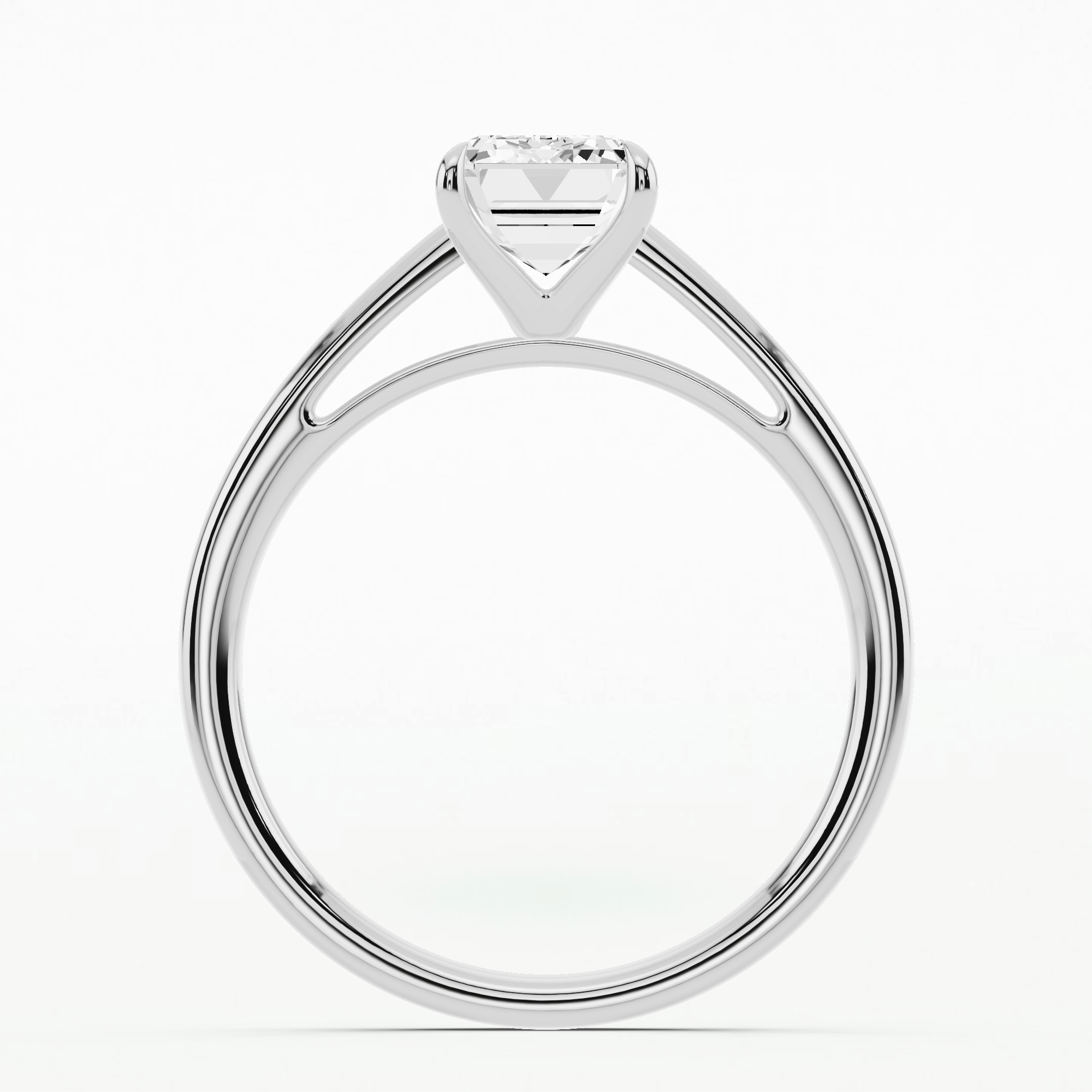 Aimee - Plain Shank Solitaire Ring - Emerald Cut