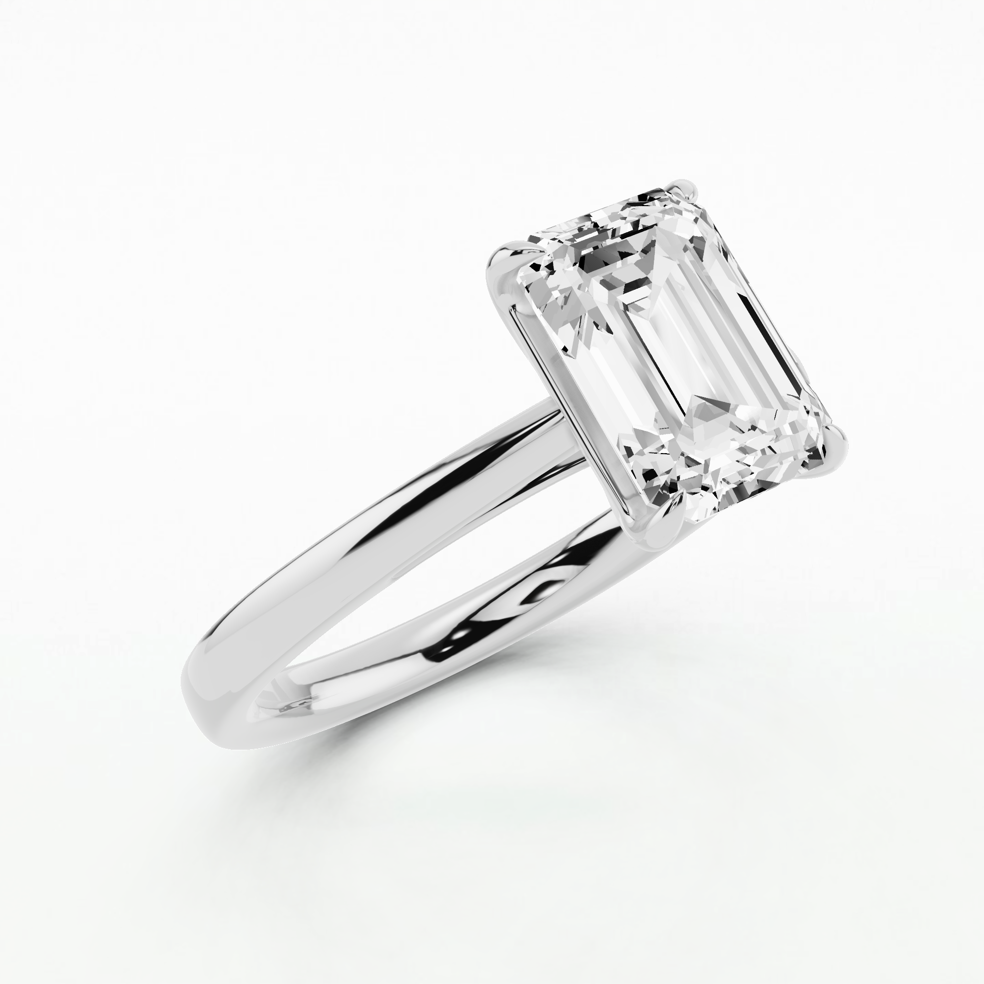 Aimee - Plain Shank Solitaire Ring - Emerald Cut
