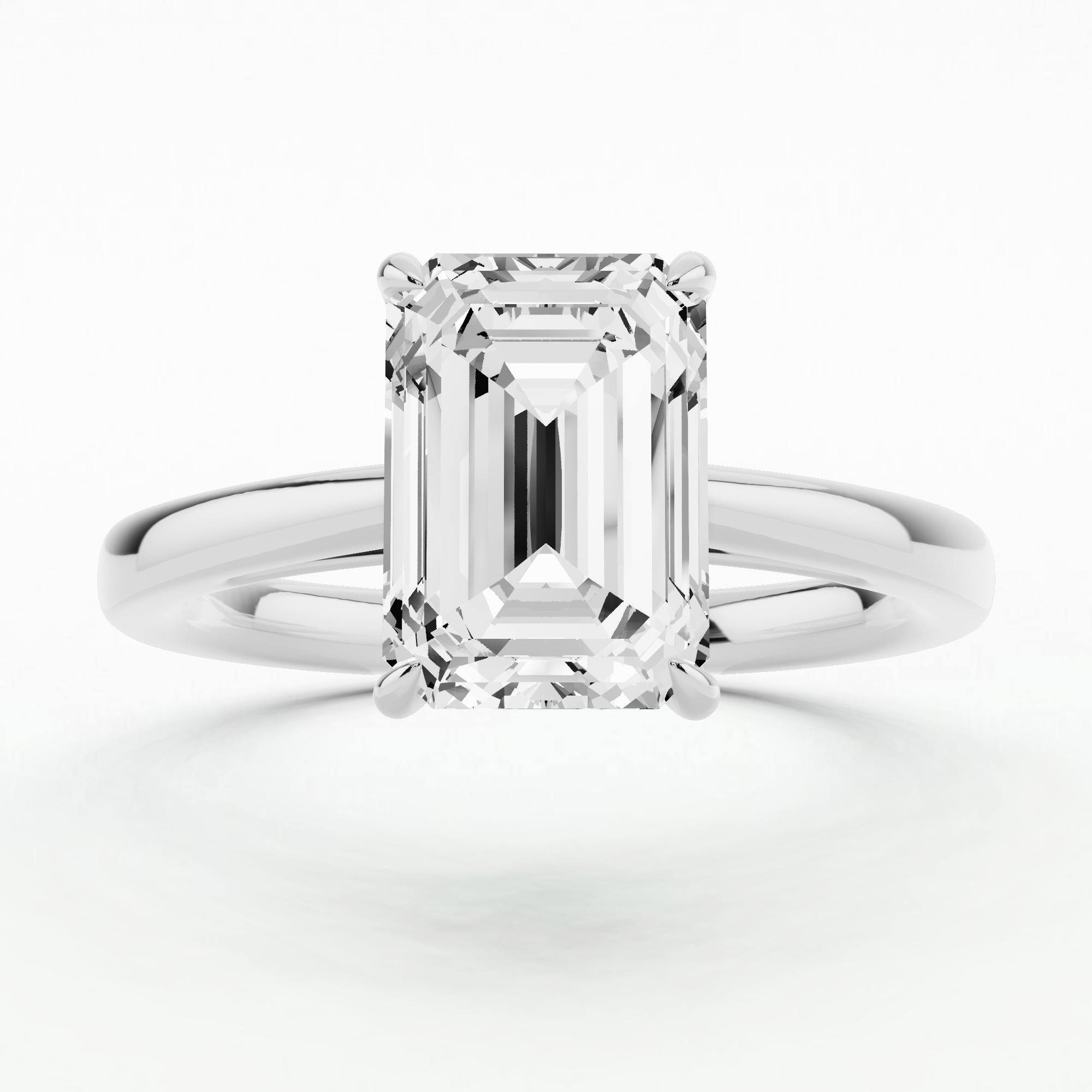 Aimee - Plain Shank Solitaire Ring - Emerald Cut