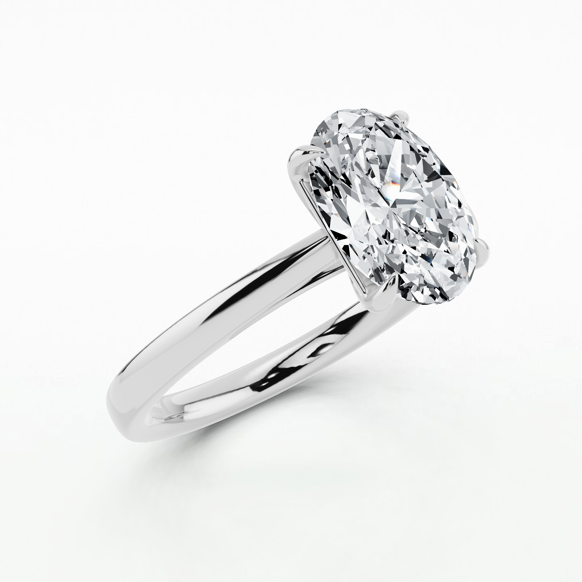 Aimee - Plain Shank Solitaire Ring - Oval